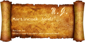 Martincsek Jenő névjegykártya